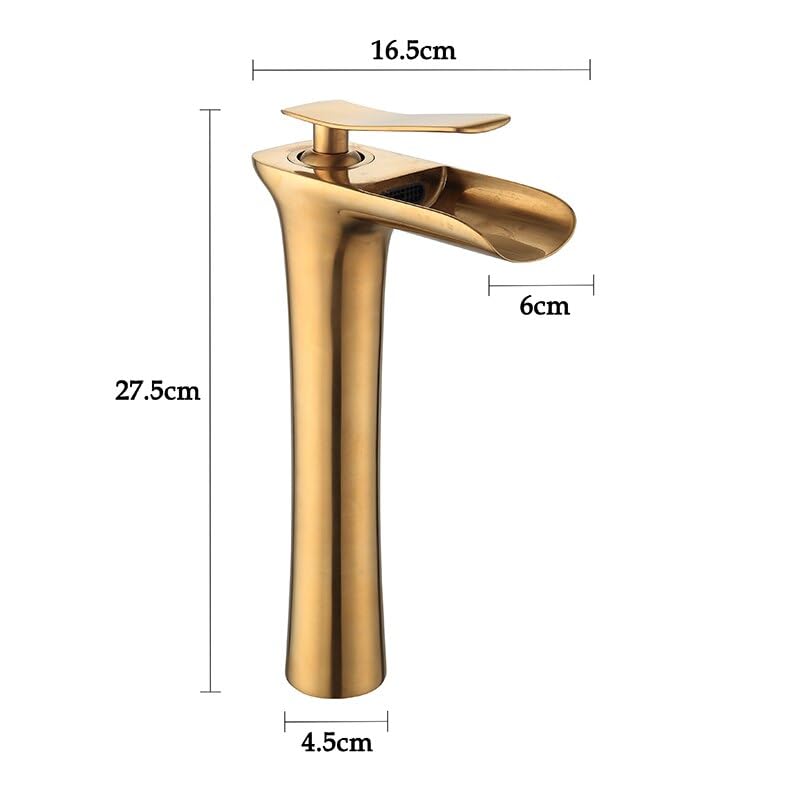 Robinet de salle de bain cascade or pour vasque à poser moderne - 3