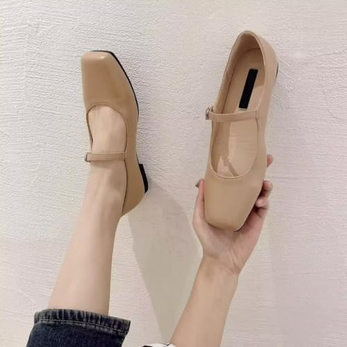 Image of TN TANGNEST Leather Flats for Women Retro Mary Jane Flats