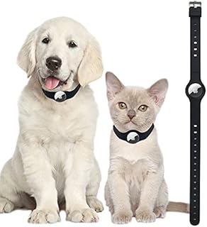 Runmeihe Apple AirTag Dog Collar, Anti Lost Adjustable Silicone AirtagCase,GPS Tracking Dog Cat Collar Accessories for Small Medium Dogs Cats Petsblack
