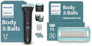 Philips Norelco Body Groomer Series 5000, BG5495/50 with Philips Norelco Body Groomer Replacement Shaving Foil Head, BG2010/40 - Dual Head, 100% Showerproof