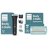 Philips Norelco Body Groomer Series 5000, BG5495/50 with Philips Norelco Body Groomer Replacement Shaving Foil Head, BG2010/40 - Dual Head, 100% Showerproof