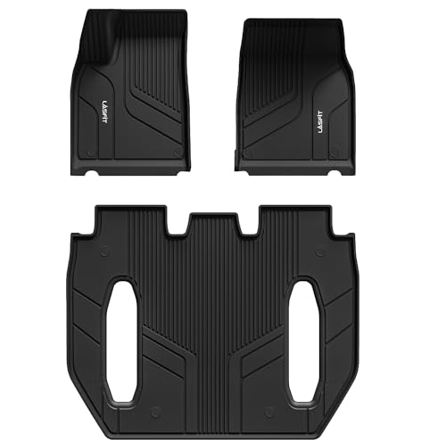 LASFIT Floor Mats for Tesla Model X 6 Seater & Model X Plaid 2026 2025 2024 2023 2022 2021 All Weather TPE Custom Fit Floor Liners 1st & 2nd & 3rd Front & Rear Row Car Mats Black