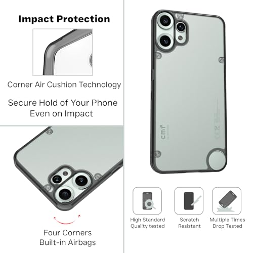 Image of RIGGEAR Shockproof Clear Hybrid Armor Back Cover Case for CMF by Nothing Phone 2 Pro /CMF Phone 2 Pro 5G (Clear-Black Bumper and Transparent PC)