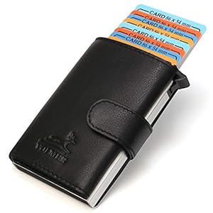 Fa.Volmer ® zwarte heren miniportemonnee 100% echt leer staand formaat met RFID-bescherming #VO24-black-N