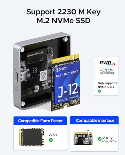 Image of ORICO Magnetic M.2 NVMe 2230 SSD Enclosure Compatible with Magsafe for iPhone 15 Pro Max ProRes, 10Gbps USB C 3.2 Gen2 Type-C to NVMe Reader with Protective Case¢Lanyard - AP30 Black