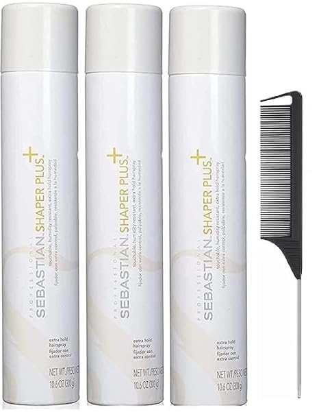 Shaper Plus - Extra Hold Hairspray 10.6oz Black Steel Comb Included (3 Packs)