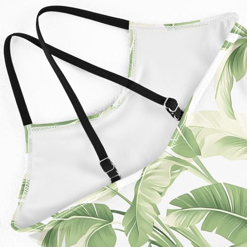 Girl's One Piece Swimsuit Plantain Leaf Green Beach Bathing Swimwear4