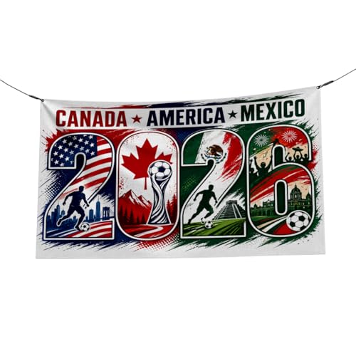 Soccer Large Banner for Outdoor by DC Compatible with F1FA | F1FA World Cup 2026 Decorations Party Banner | Football Party Decorations World Cup 2026 | Indoor Outdoor HD Print | Made in USA | 6x2 inch