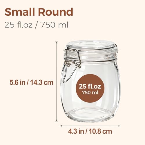 Image of ComSaf Glass Mason Jars with Airtight Lids 25oz 6 Pack Pickling Pantry | BPA-free food-grade glass, wire clamp seal, vegetable Canning, wide mouth, jam & beans, chia pudding & oats, salad