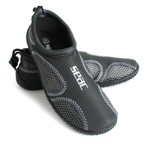 SEAC Zapatos Sand de scoglio Playa y Mar Water Shoe Transpirable con Protección de Neopreno y Hebilla Fácil de Usar , gris, 43