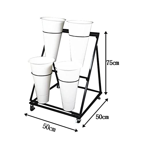 Support d'affichage avec roues pour extérieur en métal blanc de 75 cm - 2