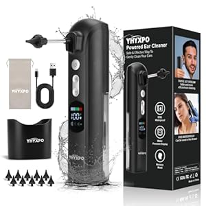 Electric Ear Wax Removal Kit – Water Powered Ear Cleaner with Smart Display and IPX6 Waterproof – Safe and Effective Ear Irrigation Flushing System with 8 Pressure Modes for Adults and Kids