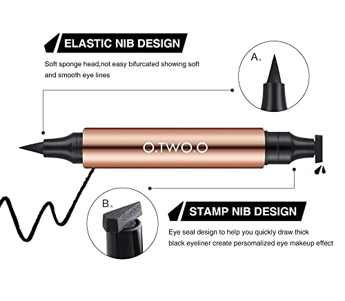 O TWO O Liquid Eyeliner, Cat Eyes Stamp Eyeliner Pen, Waterproof Fast Dry Double-ended Eye Liner For Women - Image 4