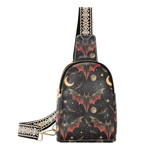 Vintage Rose Floral Leather Crossbody Sling Bag for Women - Chest & Waist Pack