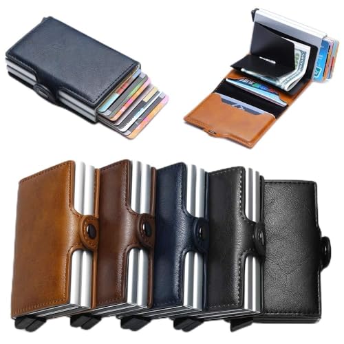 Porte-monnaie RFID avec 12 porte-cartes en simili cuir noir pour homme