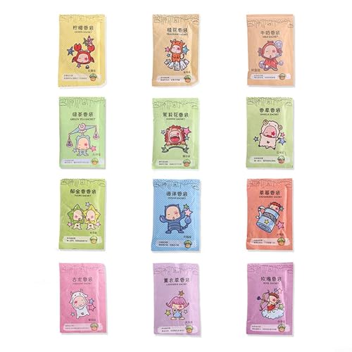 Sileduove Juego de bolsitas de aroma natural, 12 unidades, ambientadores para armario, armario, cajón, armario, coche, hogar, fragancia, varios aromas