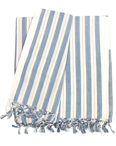 Image of Arvore Bunkaar Pure Handloom 100% Soft Desi Bamboo Viscose Soft Bhagalpuri Andi Chadar /Summer Blanket /Khes /Top Sheet /AC Blanket /Odhne wali Chadar (Blue Multi, Striped, 1, Bhagalpuri Chadar)