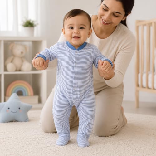 Image of DADDY - G 100% Cotton Baby Rompers Pack of 3 | Newborn Baby Sleepsuit | Full Sleeve Jumpsuit | Baby Night Suit | Infant Bodysuit for Boys & Girls | Soft Breathable Clothing