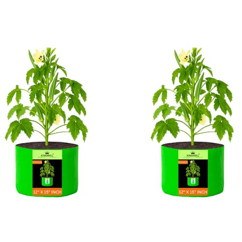 Image of Kingwell grow bags 12x15 inch pack of 2 For Terrace Garden Vegetable Plant Grow Bags Fruits Growing Containers For terrece Gardening