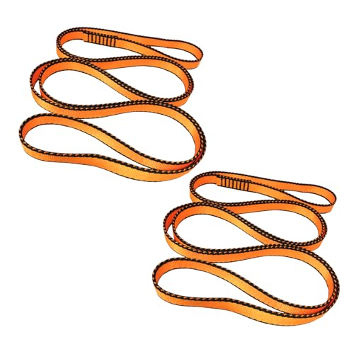 FOSER 18mm Nylon Climbing Sling Runner, 23KN Nylon Rope,Apply to Rock Climbing, Mountaineering, Hiking, Downhill, Emergency Equipment, etc (Orange(2pcs), 120cm/48inch)