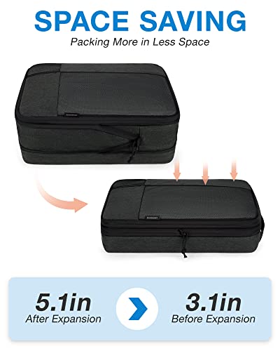 BAGSMART Compression Packing Cubes for Travel, 6 Set Packing Cubes for Carry on Suitcases, Compression Travel Cubes & Suitcase Organizer for Packing with Shoe Bag Black - Image 5