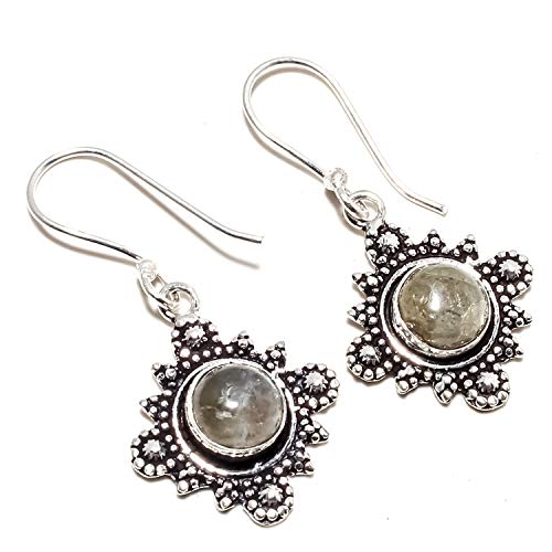 Boucle d'oreille en labradorite suspendue argent 925 fait main SF-2546