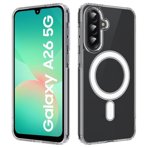 Image of SHINESTAR Shockproof Ultra-Hybrid Back Cover for Samsung Galaxy A26 5G | Crystal Clear Slim Transparent Case | Stylish Design | Compatible Only with Magnetic Accessories - Clear