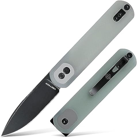 Vosteed Corgi Small Folding Knife, Flipper Knife with Clip for Men Women Gifts, Patented Trek Lock Pocket Knife 2.99" Sandvik 14C28N Blade, G10 Handle for EDC Cover