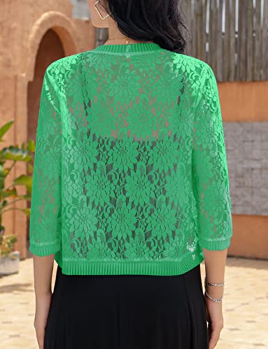 Image of FindThy Women's Floral Lace Shrug Cardigan 3 /4 Sleeve Crochet Bolero Jacket
