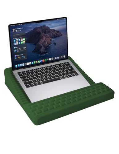 Image of Adjustable Lap Desk with Wrist Rest, Reversible Laptop Stand | Cooling Grip Surface, Fits up to 17'' Laptop, Portable Lap Desk with Pillow Cushion,Computer Tray for Home Office,Grass Green