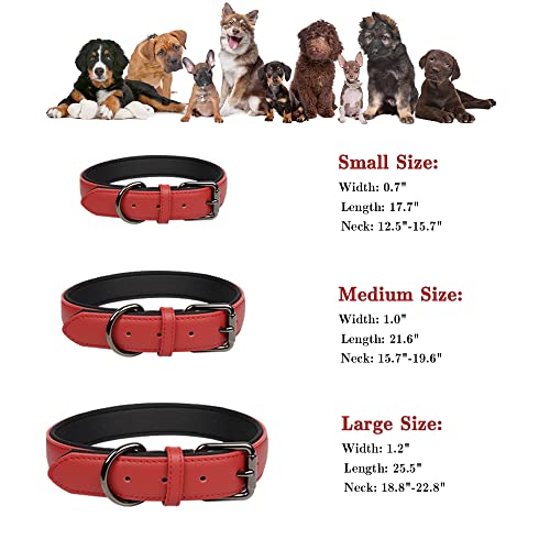 Lmlpt Red Leather Dog Collar For Small Medium Large Dogs, Adjustable Waterproof Durable Thick Leather Dog Collars Heavy Duty (15.7"-19.6" Neck) #TOP2