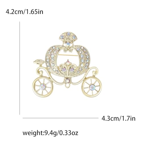 Image of Classic Cute Gold Pumpkin Carriage Brooch Pins for Women Hat Broched Pin | Halloween, Thanksgiving, Costume Accessories, Party Event Supplies, Holiday Jewelry Gift