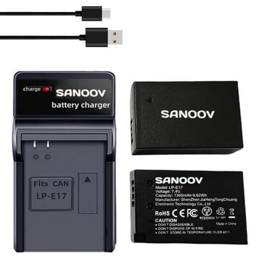 Amazon | Sanoov LP-E17 2*1300mAh 大容量バッテリーFor Rebel