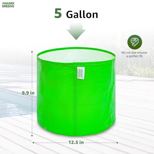 Image of Anandi Green's Premium HDPE Uv Protected 260 GSM Round Green Colour Plant Grow Bag Suitable for Terrace and Vegetable Gardening Size 9X12 INCH Pack of 5