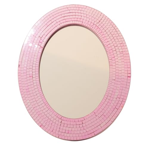 Espejo de Mesa Ovalado con Marco Rosa Mosaico 10 x 8 pulgadas miniatura 1