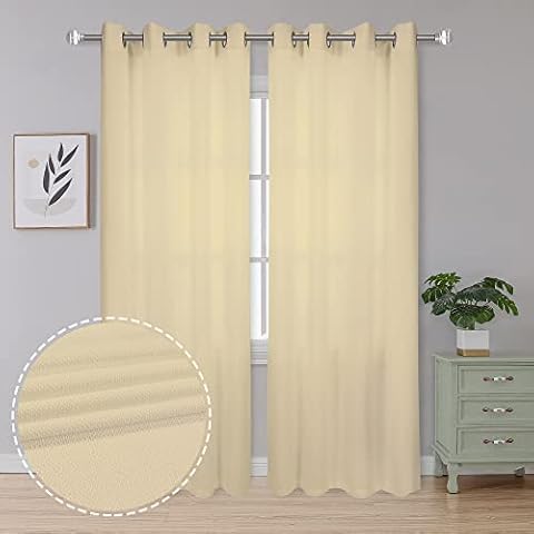 Chyhomenyc Window Curtains & Drapes for Living Room 96 Inch Length 2 Panels, Light Filtering Curtains for Bedroom Kid Room, Elegant Basic Grommet Window Treatment Curtain Panels, Cream, 50" Wx96 L Cover