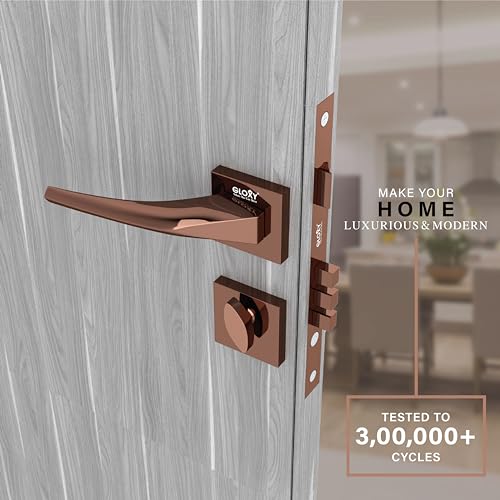 Image of GLOXY Premium Zinc Main Door Lock Handle - Mortise Door Lock with Rose Gold Finish or Home, Kitchen & Office Doors - Heavy Duty Mortise Lock with 3 Brass Keys - Secure Lock Body with 2 Year Warranty