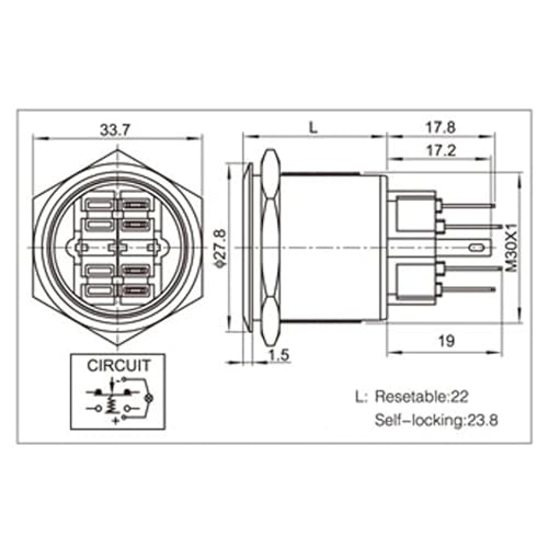 Bouton-poussoir lumineux bleu 30mm pour identifier facilement vos commandes dans le noir