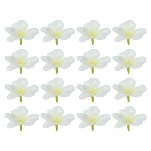 PATIKIL Artificial Orchid Petals, 24Pcs Faux Orchid Flower Head Fake Butterfly Flowers Crafts for Home Wedding Decoration Cream White
