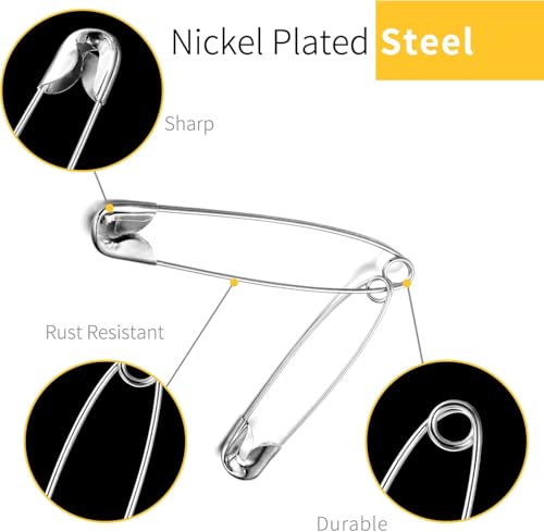 Image of XKDOUS 2.2 Inch Large Safety Pins 200 Pcs Silver Pins Bulk