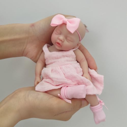 Muñeca Reborn bebé de silicón mini realista 7 pulgadas miniatura 4