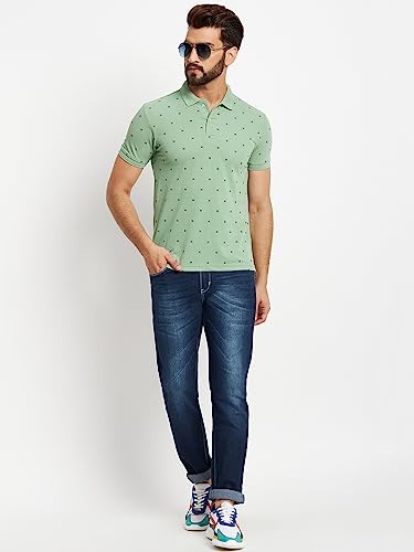 Image of Men's Cotton Half Sleeves Printed Polo T-shirt-POLO105