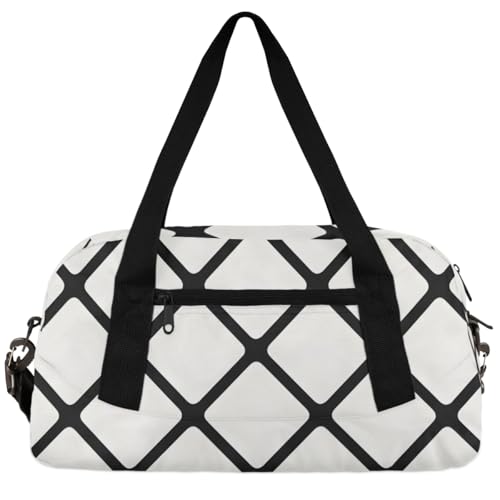 Black Grid Kids Duffle Bag Boys Girls Small Sport Dance Gym Bag for Overnight Travel Weekender Carry On
