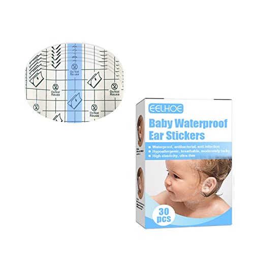 Image of 30 Pcs Baby Waterproof Ear Stickers Disposable Baby Waterproof Ear Protectors Breathable Baby Bath Ear Covers for Infants Showering