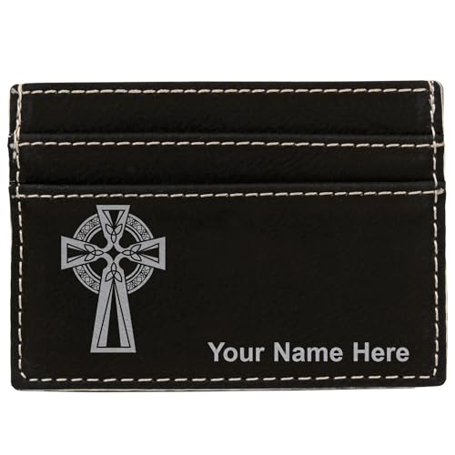 LaserGram MCW Money Clip Wallet, Celtic Cross, Personalized Engraving Included (Black with Silver)