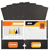 Two Pocket Portfolio Folders, 50-Pack, Black, Letter Size Paper Folders, by Better Office Products, 50 Pieces, Black