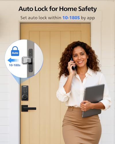Philips Smart Lock, Smart Door Lock Built-in WiFi, App Remote Control, Keyless Entry Door Lock for Front Door, Deadbolt Lock Auto Lock, Support Alexa & Google, IP54 Waterproof, Black - Image 7