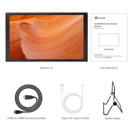 Image of ELECROW 8 Inch Touchscreen Monitor, 1280x800 IPS LCD HD Display with Stand, Portable Capacitive Touch Screen Compatible for Raspberry Pi 3 /4 /5, Win 11 /10 /8 /7, Jetson Nano, laptops, Game Consoles