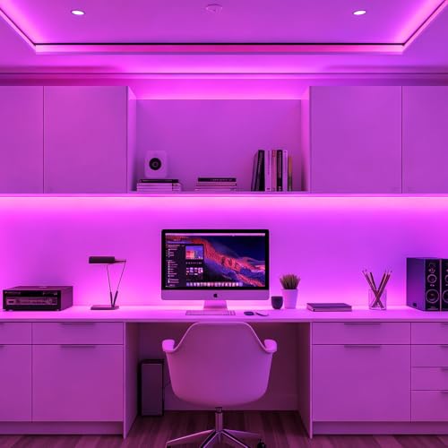 Image of 5mm Purple COB LED Strip Light DC24V Narrow Thin Flexible High Density Uniform Cob Strips 16.4FT UL Listed Dimmable CRI 90+ LED Tape Lights for Car Cabinets, No Controller /Adapter