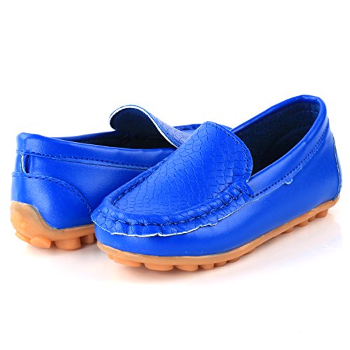 Lonsoen Toddler/Little Kid Boys Girls Soft Synthetic Leather Loafer Slip-On Boat-Dress Shoes/Sneakers,Navy Blue,Shf103 Cn21 #TOP4